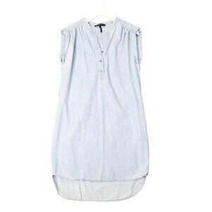 BCBGMAXAZRIA Womens Shirt Dress‎ Small Chambray Sleeveless Henley High-Low
